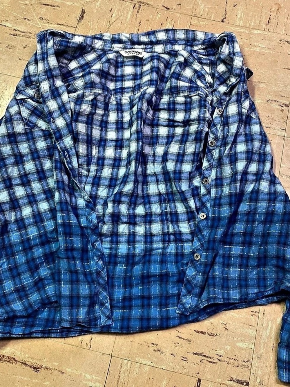 7Antrums womens Blue & White Plaid Button Down Shirt